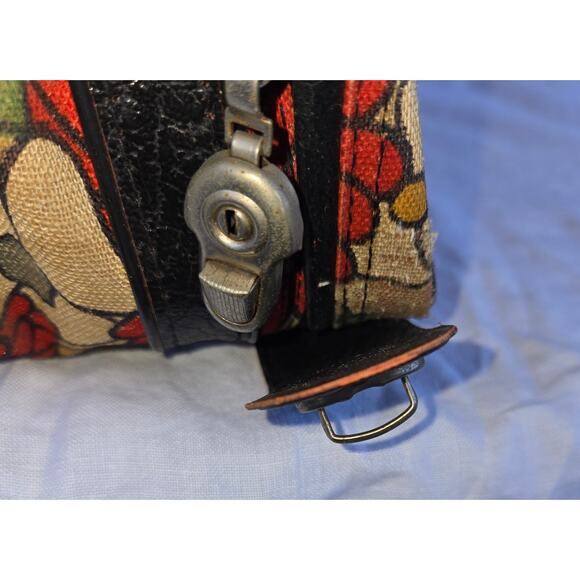 Vintage K-Mart Luggage Travel Bag Suitcase 17" x 11" x 4" Front Pocket Floral - Picture 5 of 11